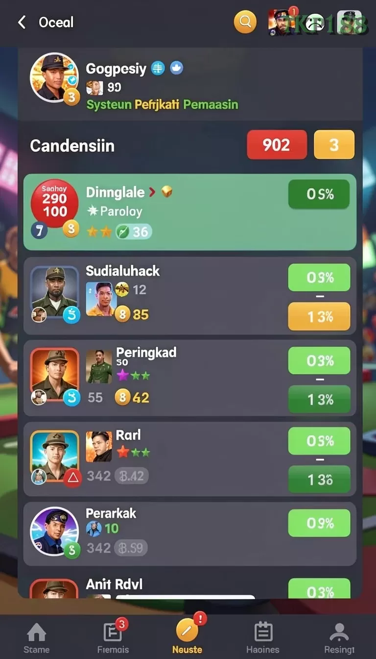 Cuplikan layar 988BET — aktivitas