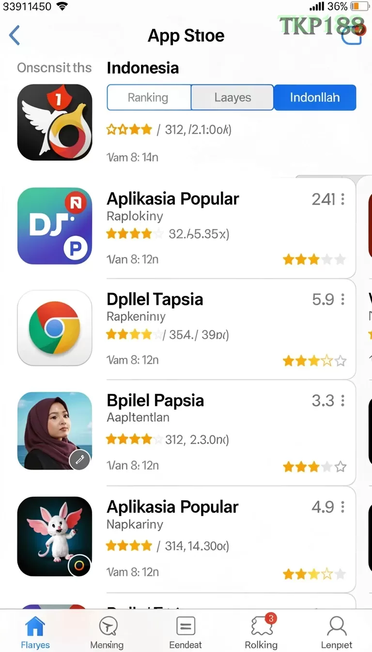 Cuplikan layar 988BET — menu navigasi