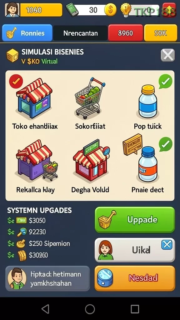 Cuplikan layar IDA777 — menu navigasi